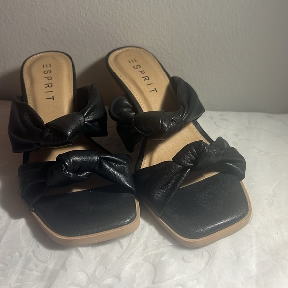 Esprit - Knotted Cork Wedge Mule Sandal, Size 7 Black. - Picture 3 of 6